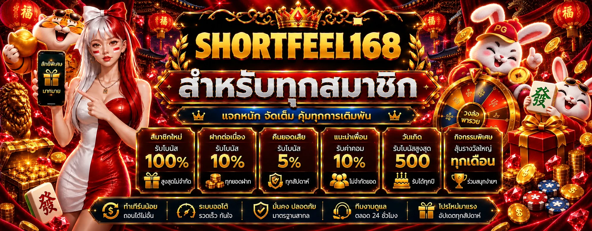 สไลด์โปรโมชัน SHORTFEEL168 โทนแดงทอง